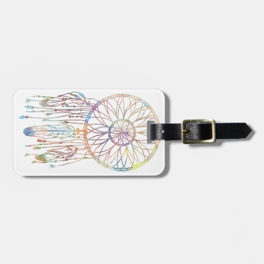 ガーリーなお洒落な夢のキャッチャーの水彩画 ラゲッジタグ (正面横)