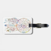 ガーリーなお洒落な夢のキャッチャーの水彩画 ラゲッジタグ (裏面横)