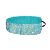 ガーリーなきらめくティール(緑がかった色)の青および黒くフェイクなグリッター アスレチックヘッドバンド (右)