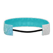 ガーリーなきらめくティール(緑がかった色)の青および黒くフェイクなグリッター アスレチックヘッドバンド (裏面)