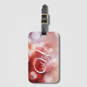 ガーリーなばら色の金ゴールドのグリッターのモノグラムの名前 ラゲッジタグ (正面縦)