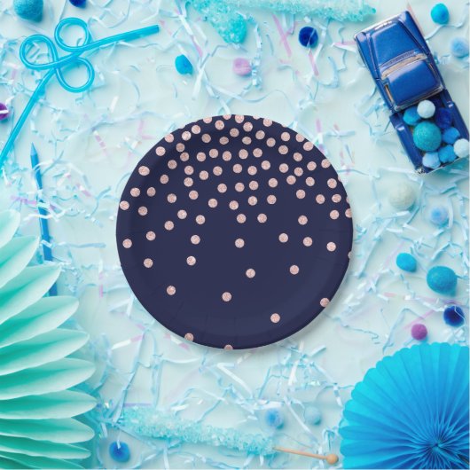 ガーリーなばら色の金ゴールドのグリッターの紙吹雪の水玉模様 ペーパープレート (パーティー)