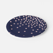 ガーリーなばら色の金ゴールドのグリッターの紙吹雪の水玉模様 ペーパープレート (アングル)