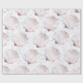 ガーリーなばら色の金ゴールドの貝殻パターン及び白い大理石 ラッピングペーパー (フラット)