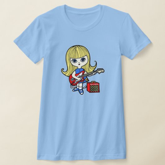ガーリーなギタリスト Tシャツ (レイダウン)