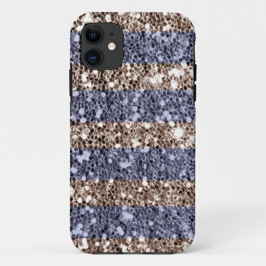ガーリーなグリッターの一見はすみれ色の銀で縞で飾ります Case-Mate iPhoneケース (裏面)