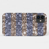 ガーリーなグリッターの一見はすみれ色の銀で縞で飾ります Case-Mate iPhoneケース (裏面(横))