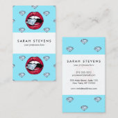 ガーリーなシックな唇のダイヤモンド 名刺 (正面/裏面)