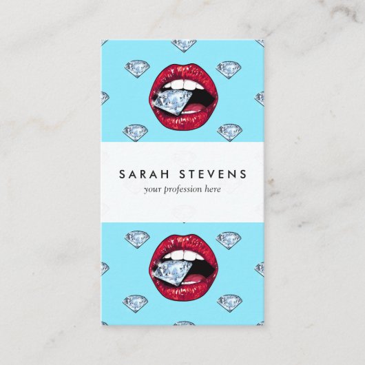 ガーリーなシックな唇のダイヤモンド 名刺 (正面)