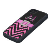 ガーリーなショッキングピンクの黒のシェブロンのグリッター Case-Mate iPhoneケース (下部)
