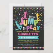 ガーリーなジャンプの誕生会の跳ね上がりの家のトランポリン 招待状 (正面)