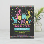 ガーリーなジャンプの誕生会の跳ね上がりの家のトランポリン 招待状 (スタンド正面)