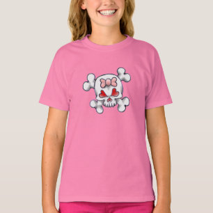 ガーリーなスカルおよび骨 Tシャツ