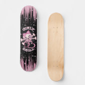 ガーリーなスカルのスケート スケートボード (正面)