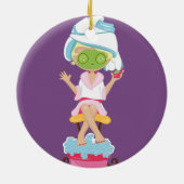 ガーリーなスパの女の子のクリスマスの休日のオーナメント セラミックオーナメント (裏面)
