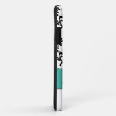 ガーリーなターコイズの黒のダマスク織あなたの名前 Case-Mate iPhoneケース (裏面/右)