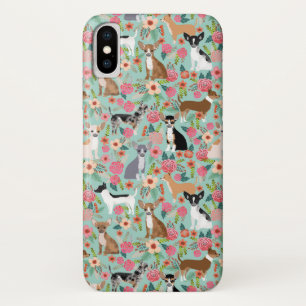 ガーリーなチワワのヴィンテージの花柄パターン iPhone X ケース