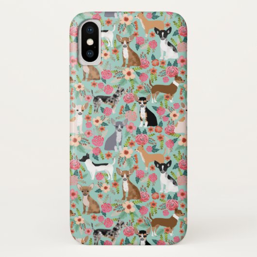 ガーリーなチワワのヴィンテージの花柄パターン Case-Mate iPhoneケース (裏面)