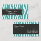 ガーリーなティール（緑がかった色）のシマウマのプリントの名刺 名刺 (正面/裏面)