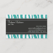 ガーリーなティール（緑がかった色）のシマウマのプリントの名刺 名刺 (裏面)