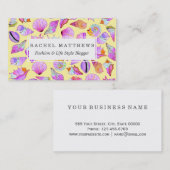 ガーリーなネオンの夏の貝殻はパターンを着色します 名刺 (正面/裏面)