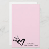 ガーリーなハートの落書きの文房具 便箋 (正面/裏面)