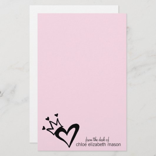 ガーリーなハートの落書きの文房具 便箋 (正面/裏面)