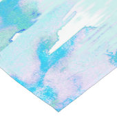 ガーリーなパステル調のティール(緑がかった色)および青い水彩画のペンキの滴り ショートテーブルランナー (コーナー)