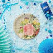 ガーリーなパステル調の花パターン ペーパープレート (パーティー)