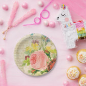 ガーリーなパステル調の花パターン ペーパープレート (パーティー)