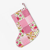 ガーリーなパッチワークの刺激を受けたなクリスマスのストッキング スモールクリスマスストッキング (裏面 (吊り時))