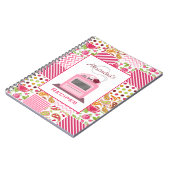 ガーリーなパッチワーク及びレトロのストーブのレシピのノート ノートブック (左側)