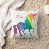 ガーリーなパーソナライズでクールな虹のユニコーンの水彩画 クッション (ブランケット)