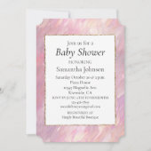ガーリーなパールピンクのブラッシュベイビーシャワー 招待状 (正面)