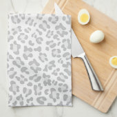 ガーリーなヒョウのアニマルプリントの銀の上品 キッチンタオル (四つ折り)