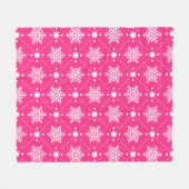 ガーリーなピンクおよび白い雪片のクリスマスパターン フリースブランケット (正面(横))