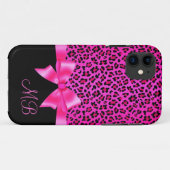 ガーリーなピンクおよび黒いヒョウのプリントのエレガントな上品 Case-Mate iPhoneケース (裏面(横))
