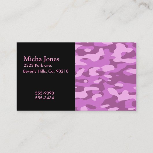 ガーリーなピンクのカムフラージュ 名刺 (正面)
