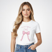 ガーリーなピンクのクォケットボウテーマ Tシャツ