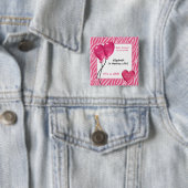 ガーリーなピンクのシマウマのプリントの女の子のベビーシャワー 缶バッジ (インサイチュ)