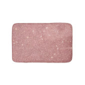 ガーリーなピンクのバラの金ゴールドのシックでフェイクなグリッターパターン バスマット (正面)