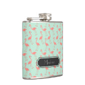 ガーリーなピンクのフラミンゴパターン|はあなたの名前を加えます フラスク (右)