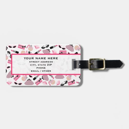 ガーリーなピンクの付属品の荷物のラベル ラゲッジタグ (正面横)