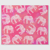 ガーリーなピンクの多彩な種族の花象パターン ラッピングペーパー (フラット)