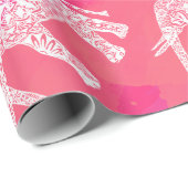 ガーリーなピンクの多彩な種族の花象パターン ラッピングペーパー (ロールコーナー)
