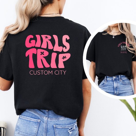 ガーリーなピンクの女子旅 2026 パーソナライズドトラベル Tシャツ
