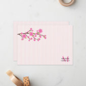 ガーリーなピンクの桜のパーソナライズなメッセージカード ノートカード (正面/裏面インサイチュ)