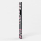 ガーリーなピンクの灰色の(紋章の)フラ・ダ・リのダマスク織のiPhone 5の箱 Case-Mate iPhoneケース (裏面/右)