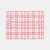 ガーリーなピンクの白く青い格子縞|の点検 フリースブランケット (正面(横))