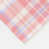 ガーリーなピンクの白く青い格子縞|の点検 フリースブランケット (角)